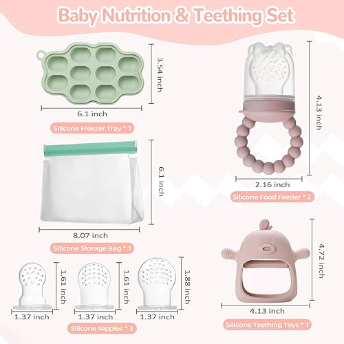 Miniatura 2 de WEST STORY Kit de alimentación y dentición para bebés, incluye moldes de paletas de leche materna, 2 alimentadores de alimentos para bebés,