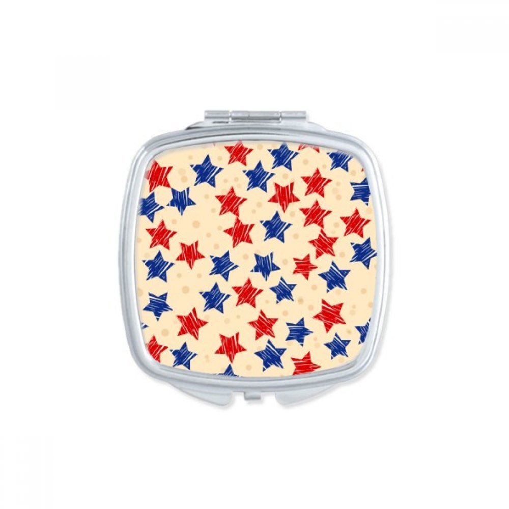 Miroir compact pentagramme rouge et bleu accessoire de maquillage de poche portable