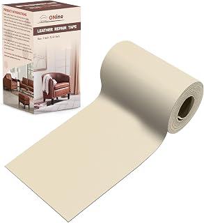 ONine Leather Repair Patch,Leather Repair Tape, 3 x 60 inches Leather Repair Patch for Furniture,Sofas,Office Chair,car Seats,Vinyl Repair Kit(White Khaki)