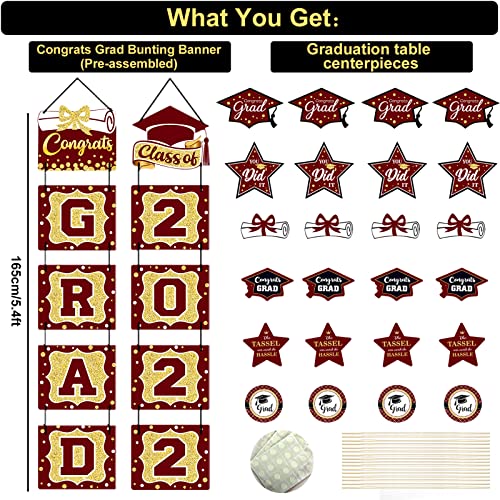 Party Greeting PG0251 Graduation Party Decoration Banner Backdrop Kit Class Of 2022 Congrats Grad Tablecloth Maroon Graduation Party Supplies Kit thumb #1