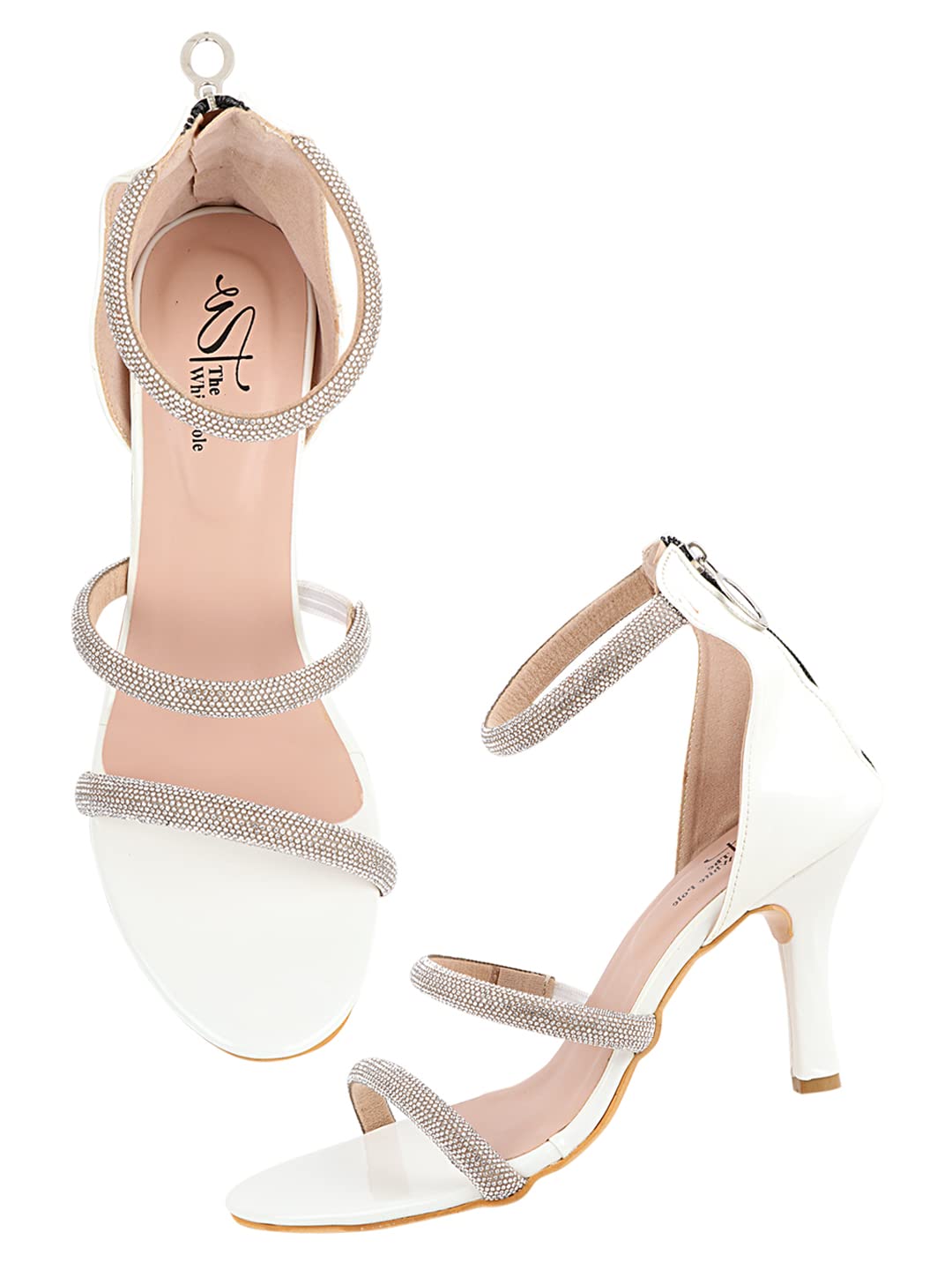 TRYME White Crystal & Glittery Pencil Heel Fashion Stiletto Heels Fashion Sandal For Women & Girls Latest Collection & Stylish Comfortable Party Casual, 3 UK (B0C1SQ9N16) Amazon Price History, Amazon Price Tracker