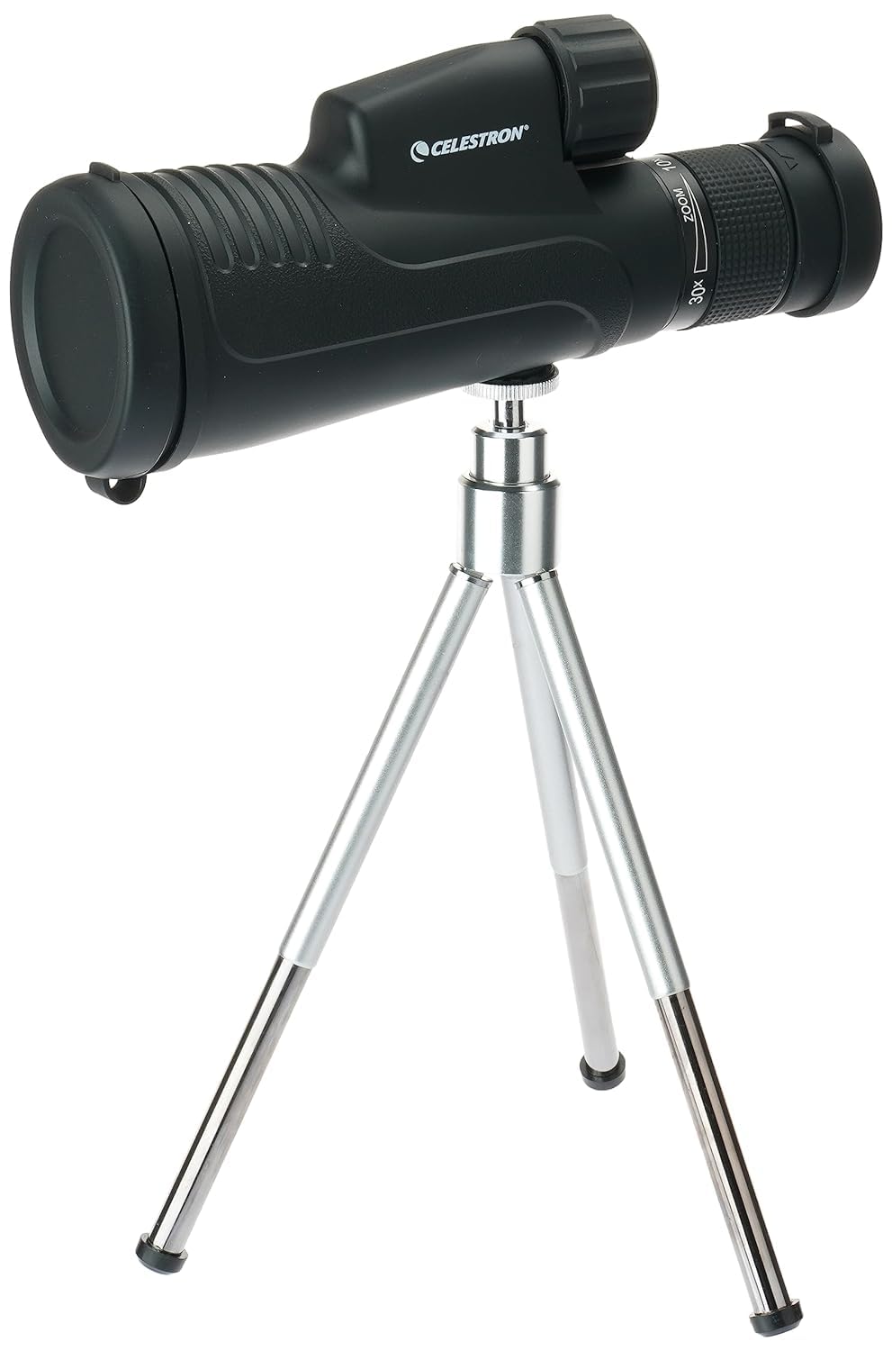 Celestron 72373 Outland X 10 – 30 x 50 mm su geçirmez monoküler, tripodlu, temizleme bezi, lens kapakları, kemer çantası – sağlam gövde, BaK-4 prizma lens, sertleştirilmiş lensler, siyah