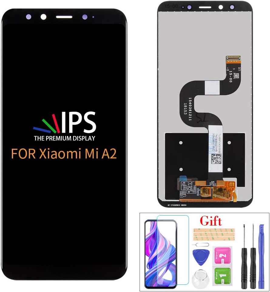 - Compatible with Xiaomi Mi A2 LCD Display Screen Replacement,for Xiaomi Mi A2 MIA2 6X MI6X 5.99" Display LCD Panel Repair Parts Kit,with Tempered Glass+Tools (Black no Farme)