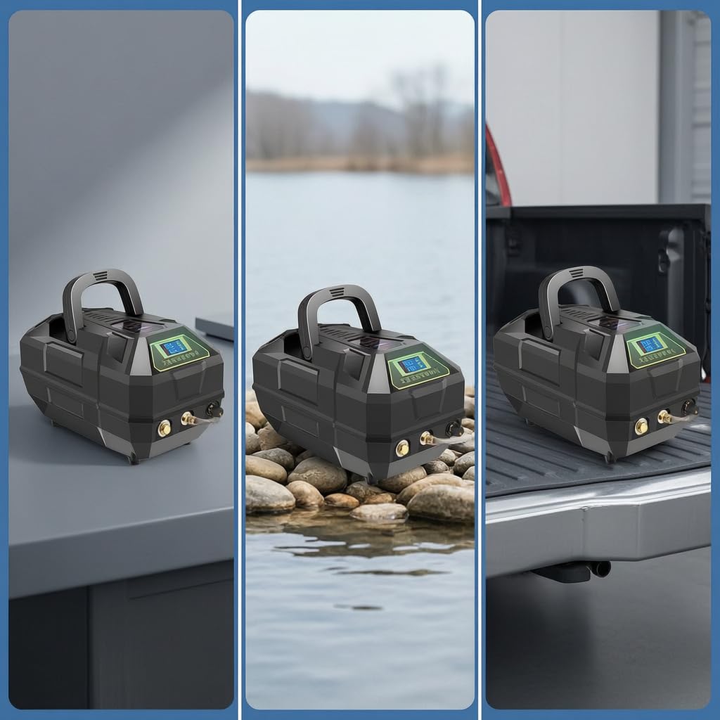 Pompa Acquario e Ossigenatore Portatile per Pesca, Aeratore Silenzioso con Batteria Ricaricabile