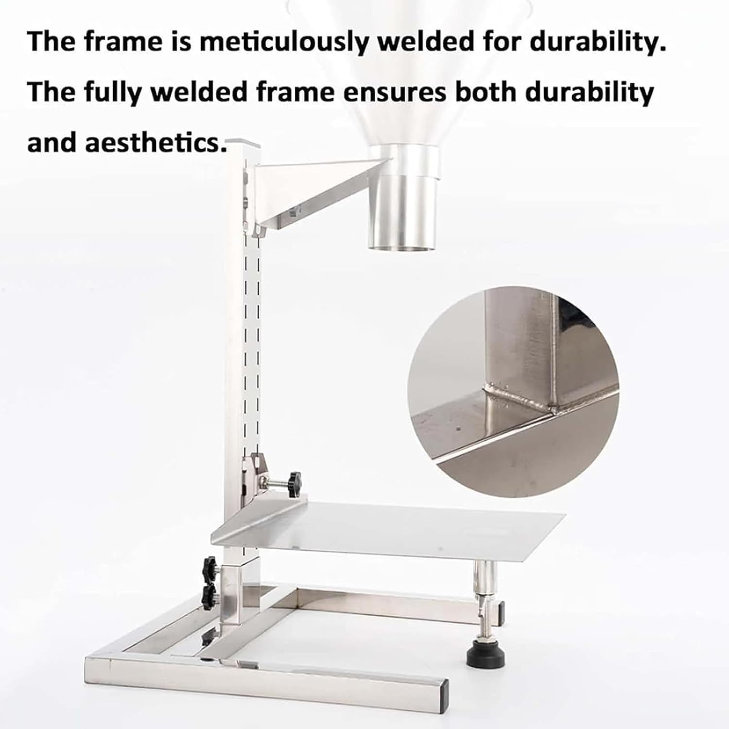 Tolva de Alimentación de Acero Inoxidable, Embudo de Envasado de Uso Rudo con Soporte, Diámetro de 8-16 cm, Plataforma Elevadora de Altura Ajustable, para Envasado de Polvos/Líquidos/Gránulos