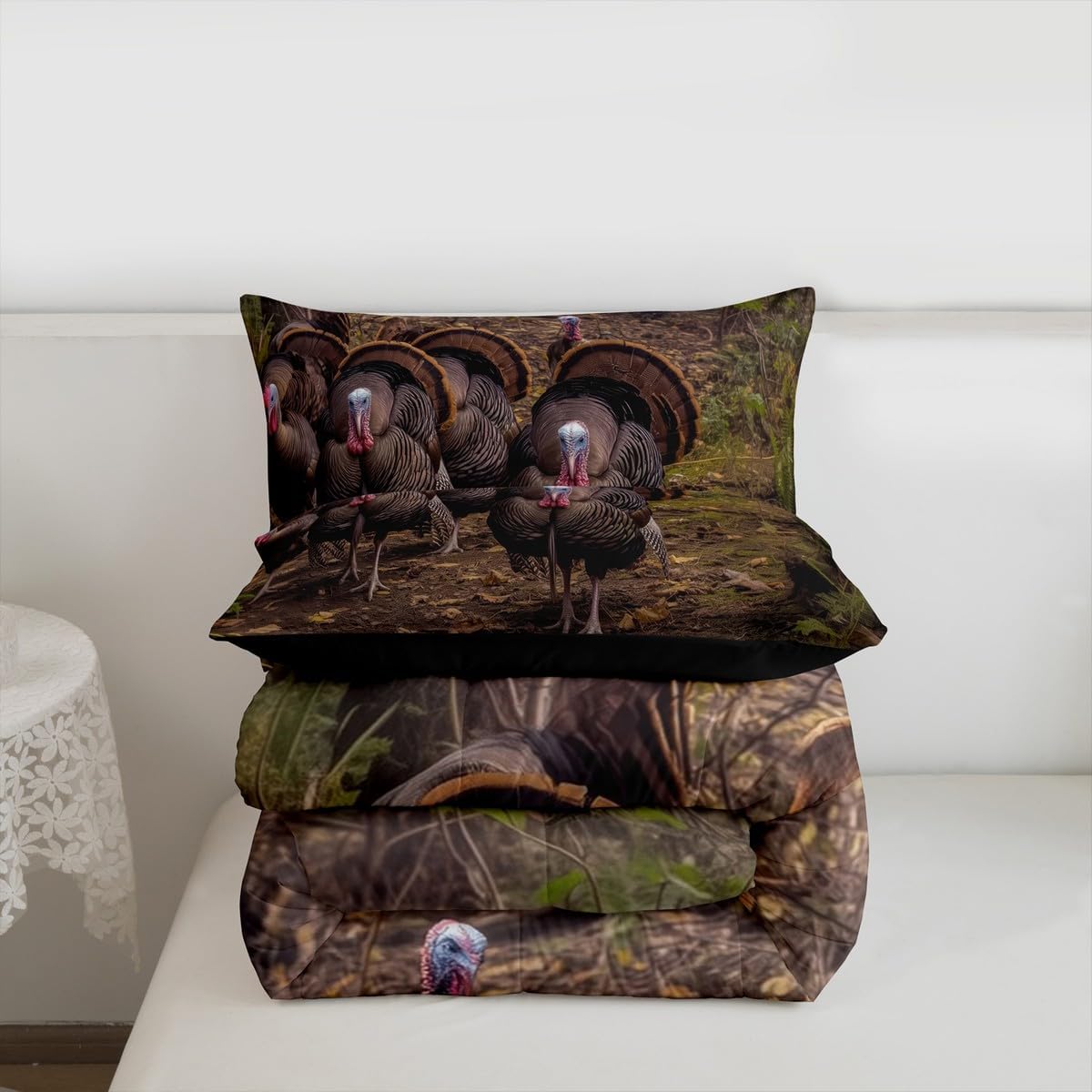 Thanksgiving Turkey Comforter Set Queen Size Fall Season Bedding for Boys Girls Women Happy Fall Y'All Bedding Comforter Sets Autumn Harvest Themed Duvet Insert Farmhouse Animal Turkey Quilt