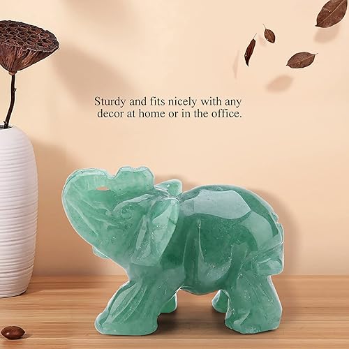 Watris Veiyi Figura de elefante de jade natural de 2 pulgadas decoración de elefante verde elefante de piedra natural figura de elefante tallado