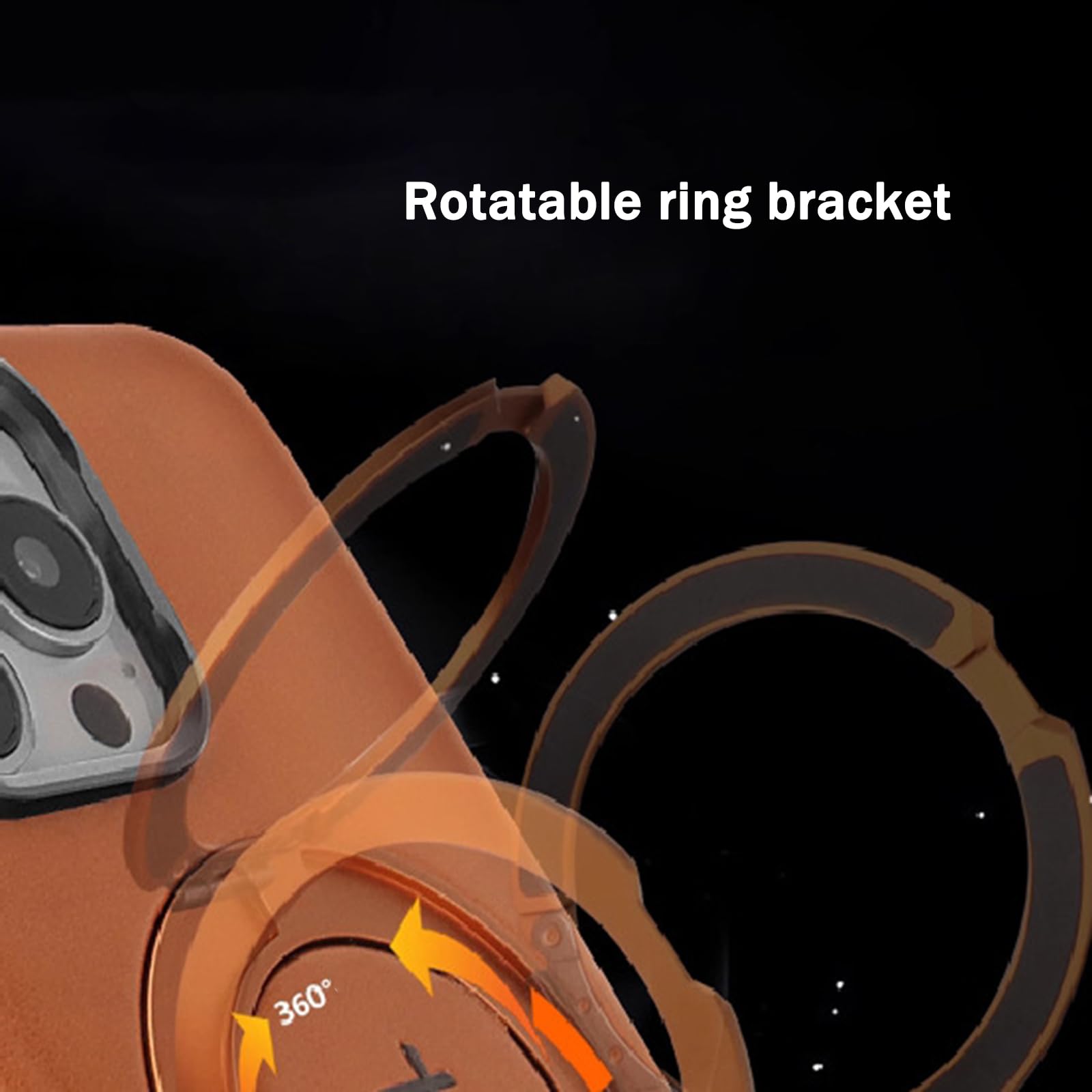 Orange,16 Pro, Handyhülle Leder Für iPhone 16 Pro Max/16 Pro/16 Plus/16, Magnetisch Ring Ständer Drahtloses Aufladen Hülle Anti-Fingerabdruck