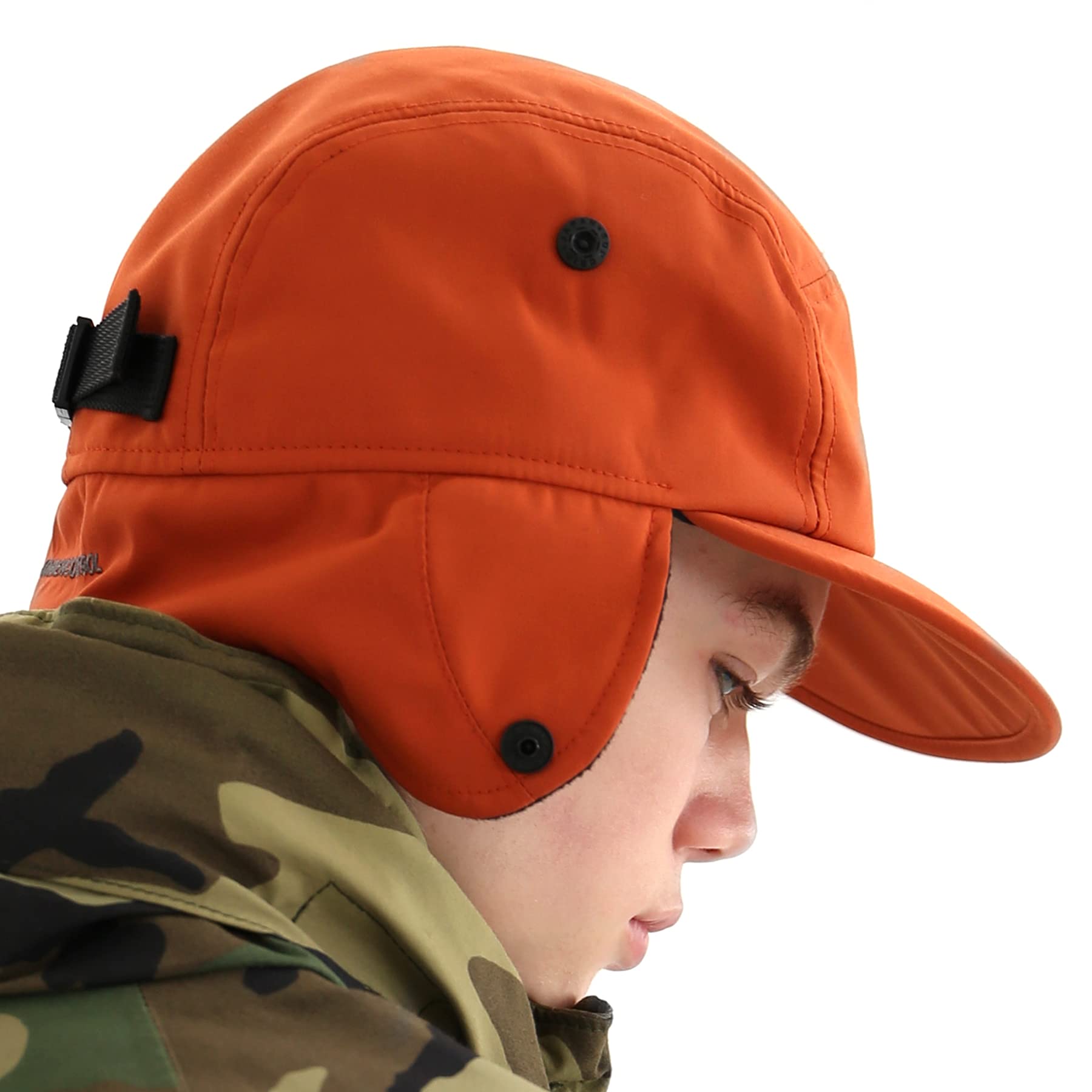 UNDERCONTROLTrooper Bomber Foldable Ear Flap Adjustable Curved Brim Visor Hat Outdoor Unisex Adult 5 Panel Camp Cap