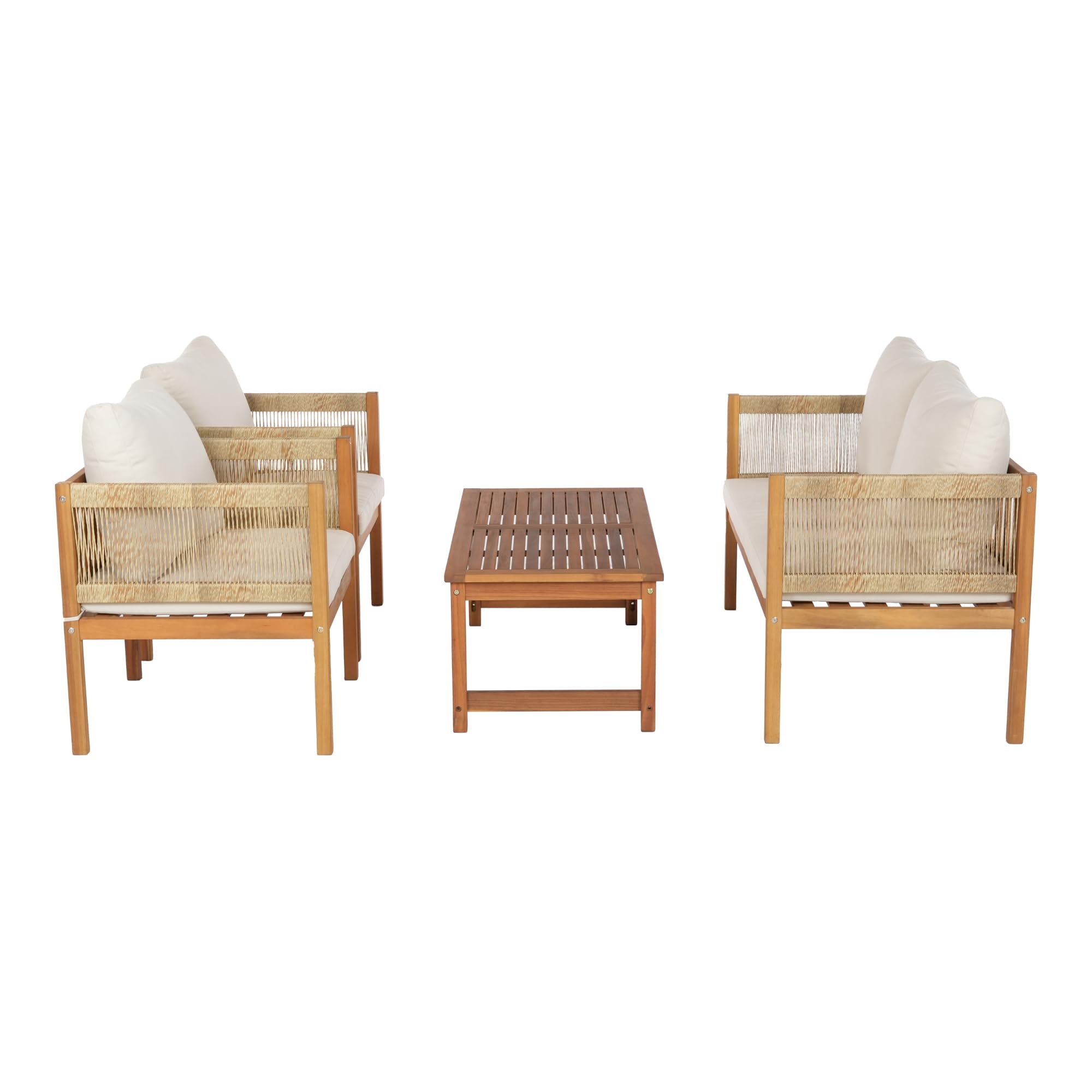 casa.pro Set Salottino per Uso Esterno Mobili da Giardino Patio Terrazza Set Composto di Tavolo Divano e 2 Poltrone Arredo in Legno di Acacia