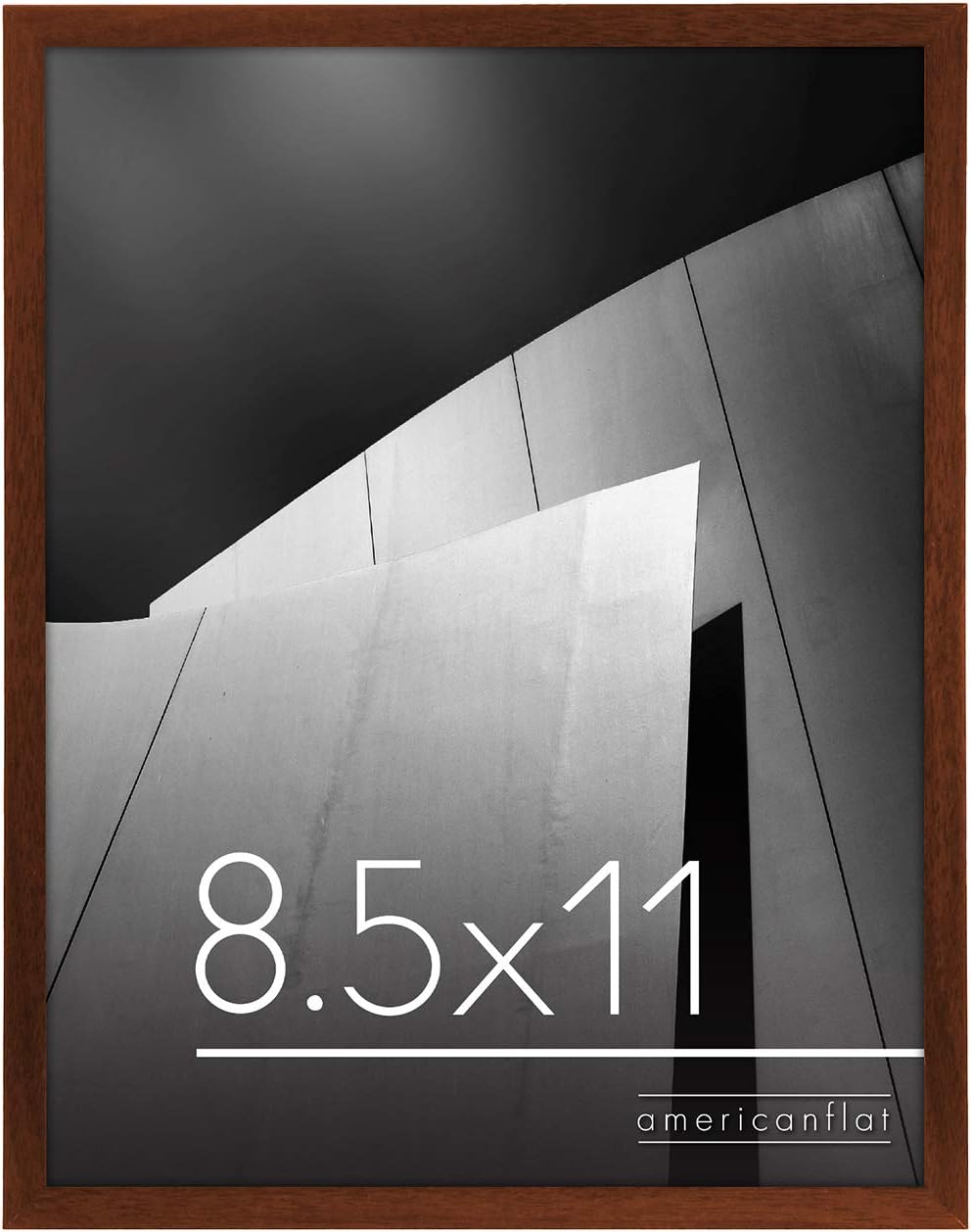 Americanflat 8.5x11 Picture Frame in Mahogany - Thin Border Photo Frame with Shatter Resistant Glass - Horizontal and Vertical Formats for Wall and Tabletop