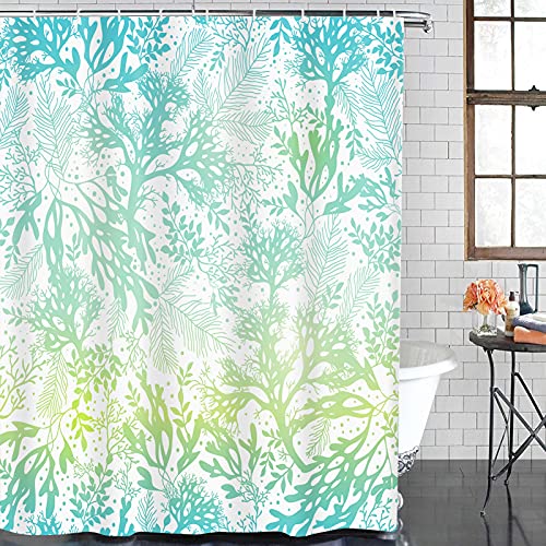 Emvency Shower Curtain Green Sea Blue Freen Ocean Seaweed Great For Elegant Gray Kelp Marine Waterproof Polyester Fabric 72 X 72 Inches Set With Hooks #TOP4