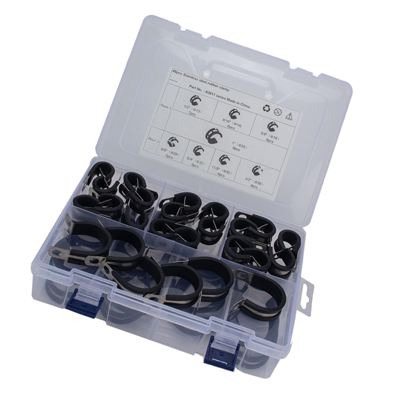 45pièces Collier De Serrage Forme Kit Assortiment De Colliers Pour Tuyaux Et Flexibles De Serrage