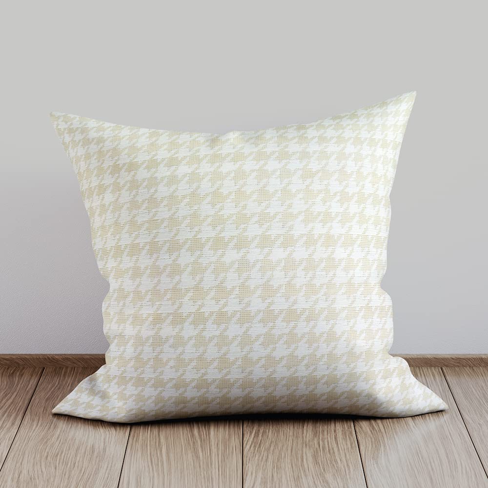 DESHOME Premiere 10 metri - Tessuto al metro Pied-de-poule Jacquard Stoffa per tappezzeria divani, poltrone, cuscini, sedie, borse (Bianco crema)