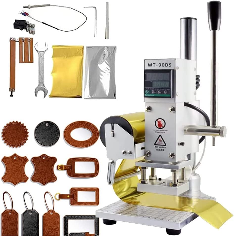 LYDZUSDP Hot Foil Stamping Machine,Embossing Machine,Pressure Mark Machine,Leather Embossing Bronzing Machine for Leather PU Wood(5x7cm)