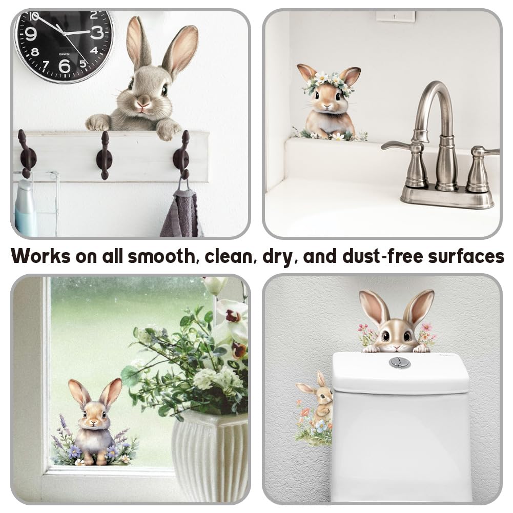 AHANDMAKER Lot de 6 autocollants muraux pour interrupteur, motif lapin de Pâques, chambre d'enfant, salon, bureau, maison, famille, 17,8 x 17,8 cm