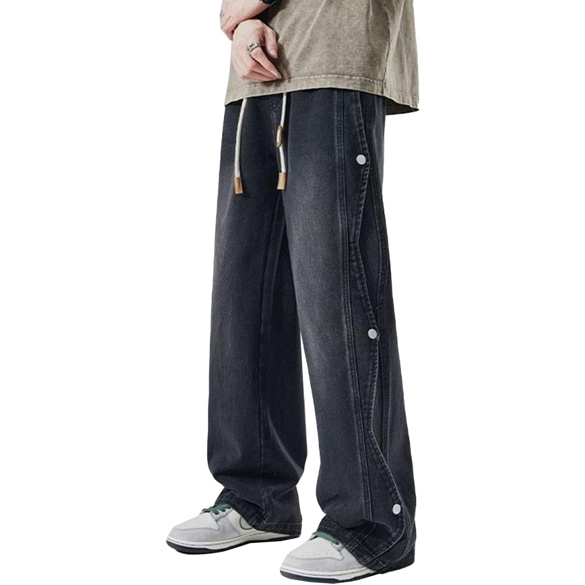 Men's Elastic Waisted Relaxed Fit Jeans Loose Hip Hop Denim Pants Baggy Vintage Streetwear Jean Trousers (Gray,XX-Large)