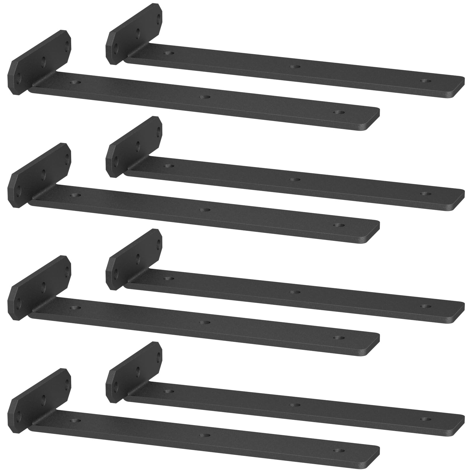 TESSTINA 8 Pack Floating Shelf Brackets 30cm, Heavy Duty Wall Brackets 80kg Load Capacity, Shelf Bracket Metal L Support Wall Hanging, Scaffold Board Brackets for Kitchen, Living Room, Garage, Black
