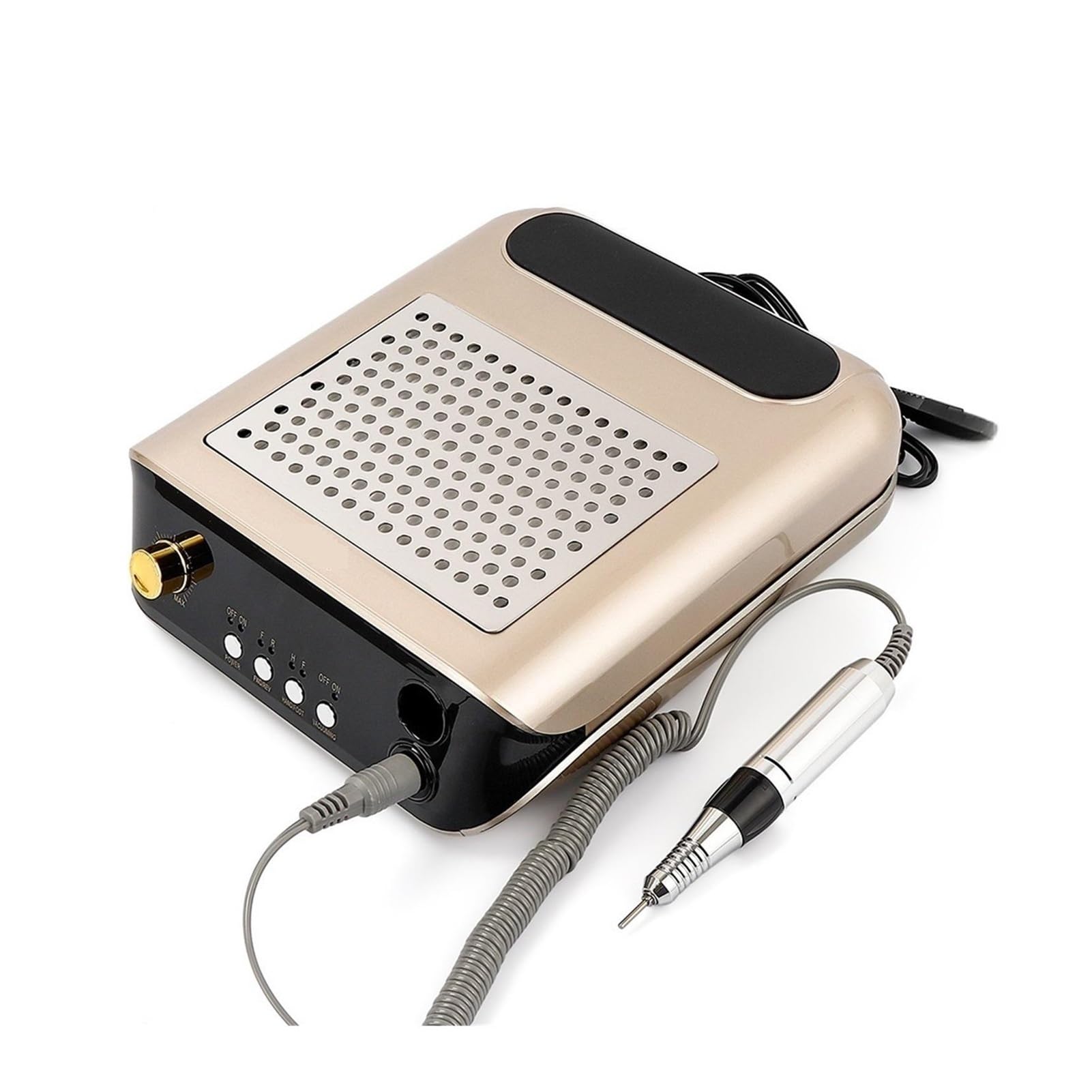 MRKU Taladro de uñas, colector de Polvo, Filtro Lavable, succión silenciosa, aspiradora, manicura 2 en 1, 65 W, 2500 RPM, máquina eléctrica con Pieza de Mano, Lima y Kit de Brocas.