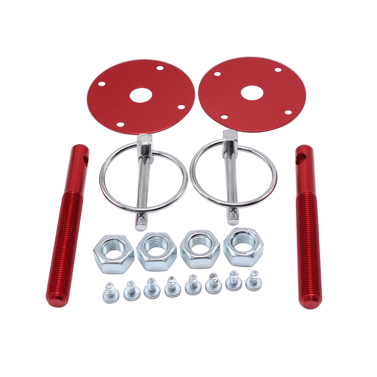 18 pcs/Set SHLPDFM Red Universal Hood Pin Kit 3/16" Flip Over Style Clips Fits for Chevy Ford Mopar Sports Drag Racing Race