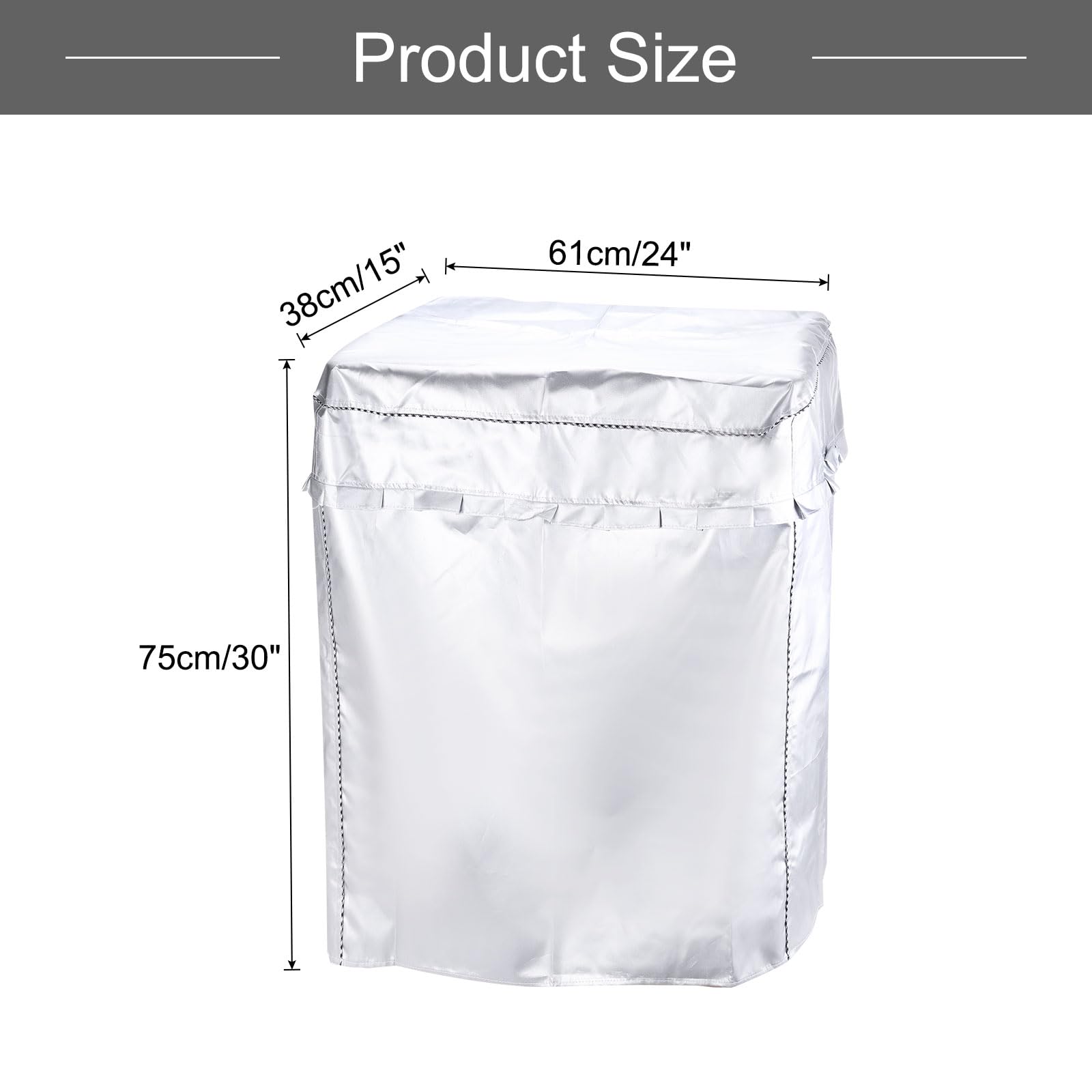 Funda para lavadora de doble tina, cubierta portátil para lavadora de 24 pulgadas de ancho x 15 pulgadas de profundidad x 30 pulgadas de alto (tamaño S) cubierta impermeable plateada para 2