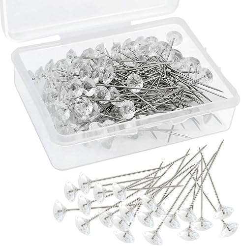 Tongcloud Alfileres de flores, ramilletes, alfileres de cabeza, alfileres para ramo de boda, alfileres de cristal, alfileres para ramo de flores