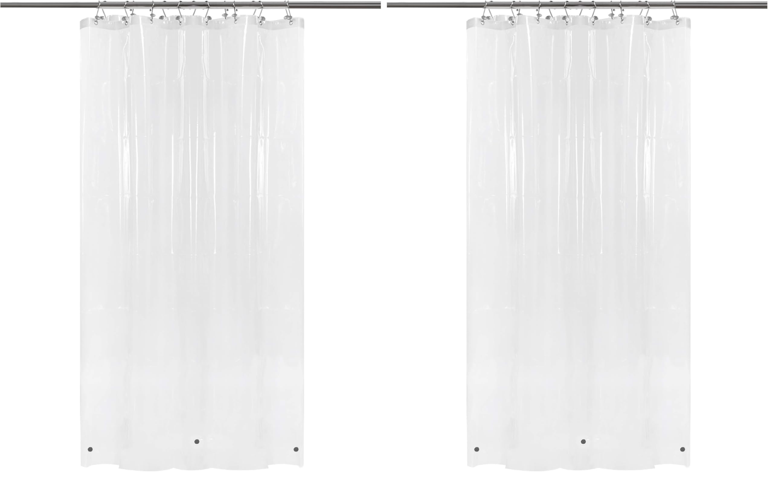 Barossa Design 48 inch Wide Stall Shower Curtain Liner with 3 Magnets - PEVA, Waterproof, PVC Free, Metal Grommets, Clear, 48x72 (Pack of 2)