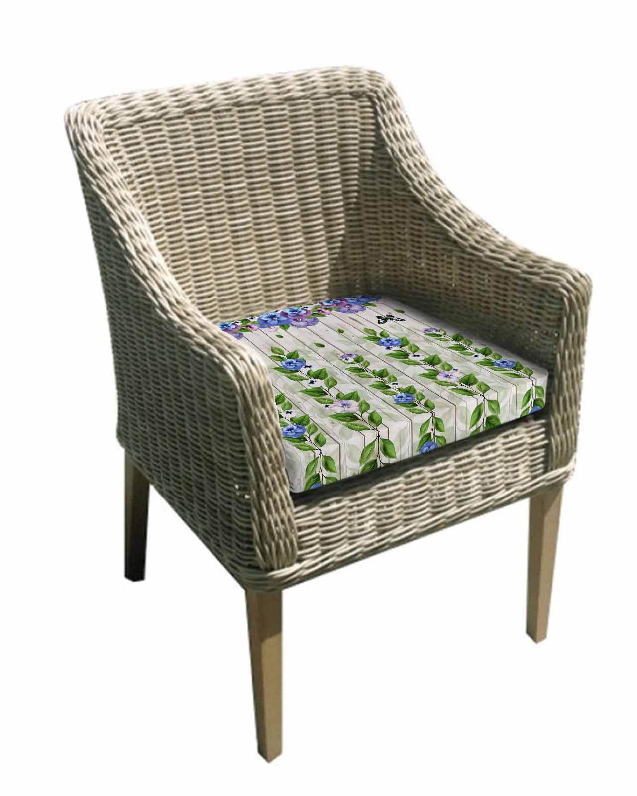 2 Pack Spring Flowers Waterproof Cushion Covers with Ties, Outdoor Patio Chaise Lounge Chair Seat Cushion Slip Covers Replacement(Only Cover) Summer Rustic Botanical Butterfly 20