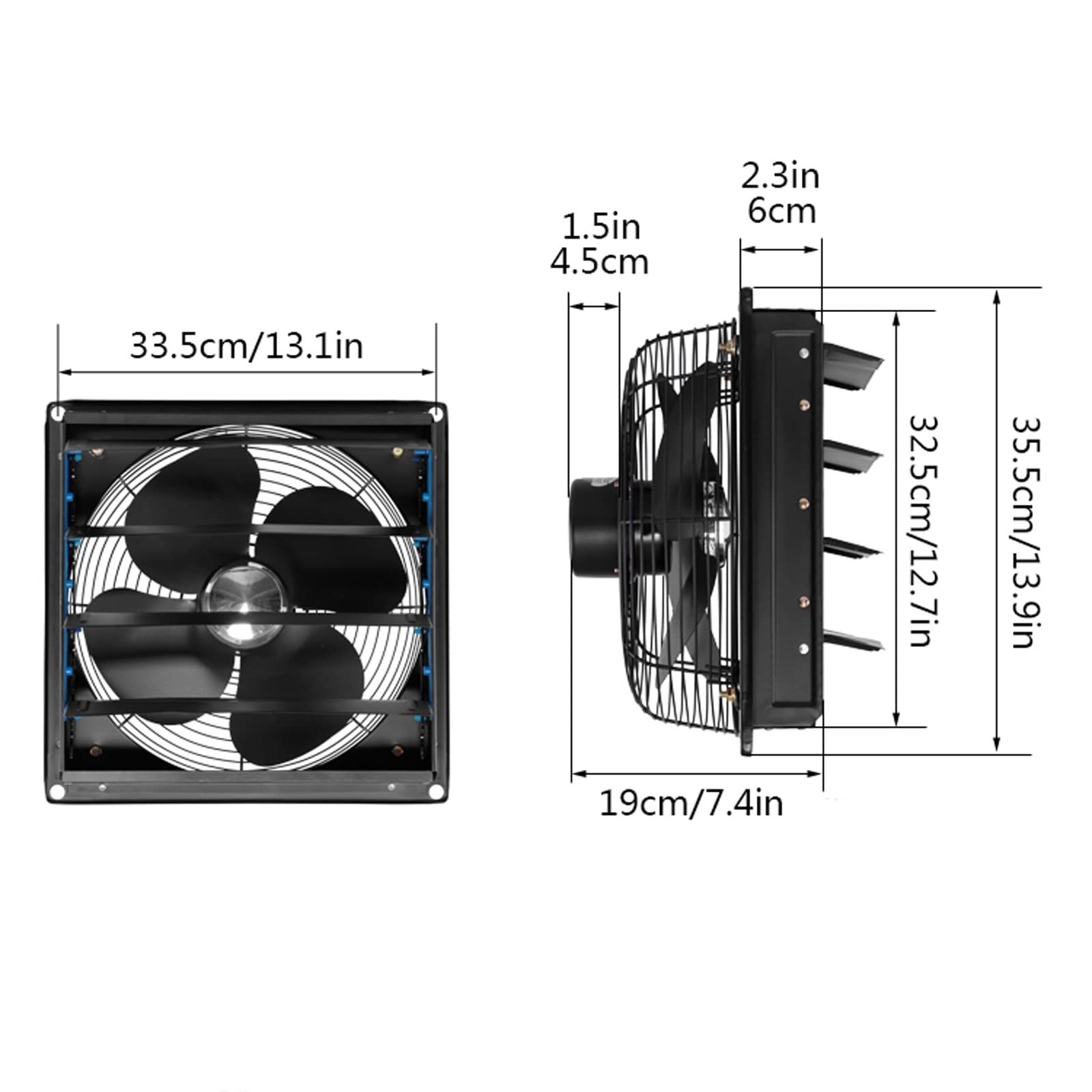 Abluftgebläse/Abluftventilator Küchenabluftventilator Haushalt Metallverschluss Typ Ventilator 10 "12" 14 "16" 4-Blatt Industrieller Leistungsstarker Abluftventilator mit Metallschutznetz Abluftkanalv