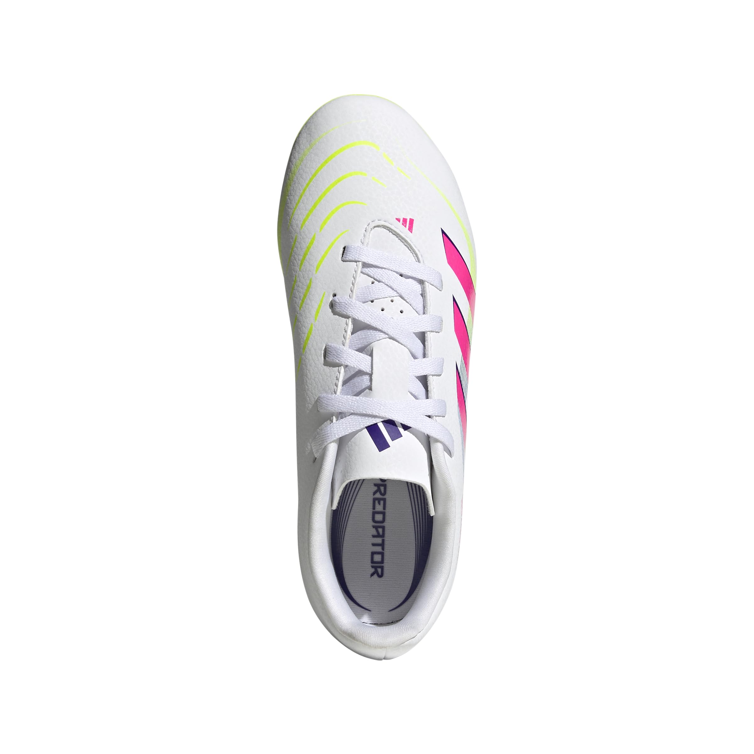 adidas Club Predator Firm Multi Ground Soccer Cleats (Little Big Kid) Sneaker, White/Lucid Pink/Lucid Lemon, 6 US Unisex