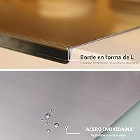 Vista 5 de Tablas de cortar de acero inoxidable para cocina, alfombrillas de tabla de cortar para amasar, tabla de cortar de metal para carne, frutas