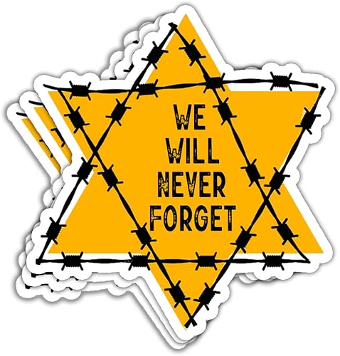 COIASY 3 calcomanías de Holocausto con texto en inglés We Will Never Forget Holocausto Remembrance Day Sticker de estrella judía de apoyo regalos disponible en Yaxa Colombia