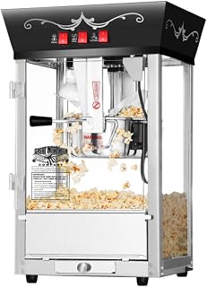 Great Northern Popcorn Matinee 8oz Black Popcorn Machine - Commercial Kettle, Kernel Tray, Warming Light, Accessories
