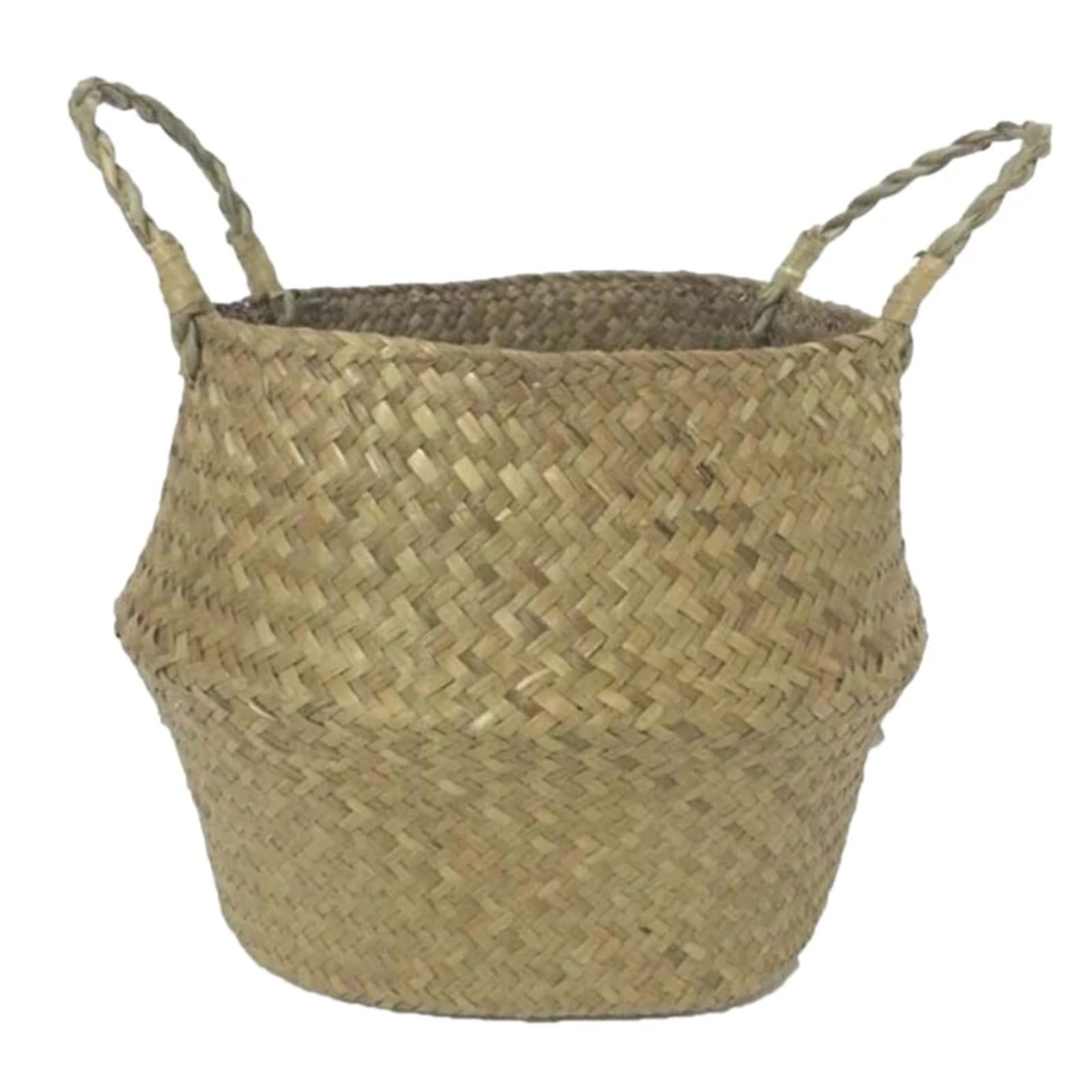 MKYYIOED Rattan Plant Pot 3pcs Round Handheld Woven Flower Basket Plant Straw Storage Dirty Clothes Small Objects(S)