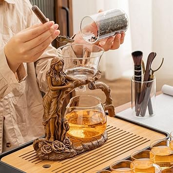 Zurucily Glass Teapot Set with Infuser Semi Automatic Tea Set Magic Teapot (Beauty)
