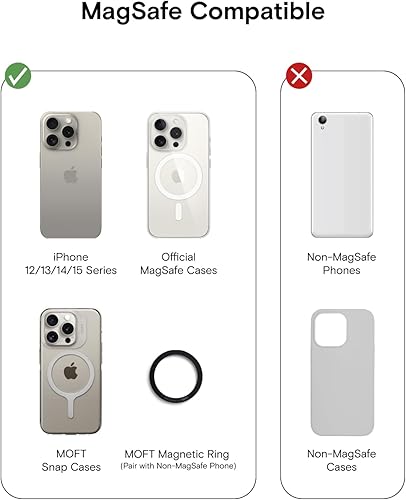Miniatura 4 de MOFT MagSafe - Soporte tipo cartera para iPhone serie 15141312, soporte de teléfono compatible con MagSafe con 3 ángulos de visión (negro noche)