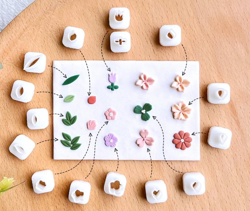 Mini Polymer Clay Cutter | Clay Tool Fondant Tools | Polymer Cutter Shapes for Jewellery Tools Making | Color May Vary | Set of 15 |