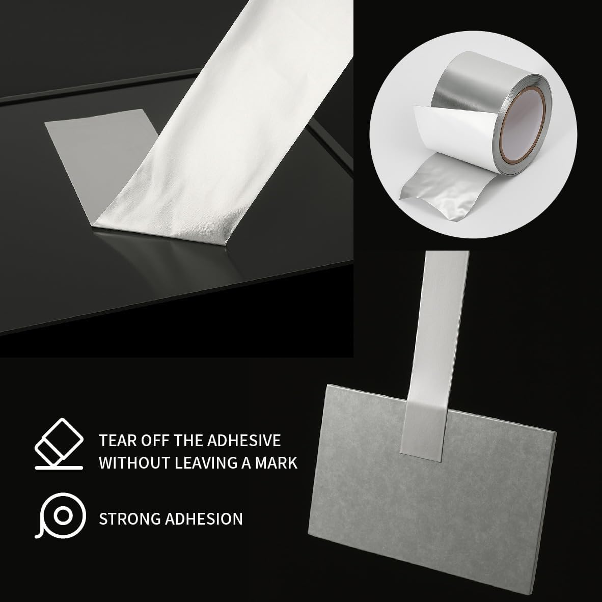 Cinta Adhesiva de Aluminio Resistente al Calor y al Frío, Impermeable y Duradera, Ideal para Reparaciones y Aislamiento Térmico en HVAC, Automóviles y Hogar, 50 mm x 10 m