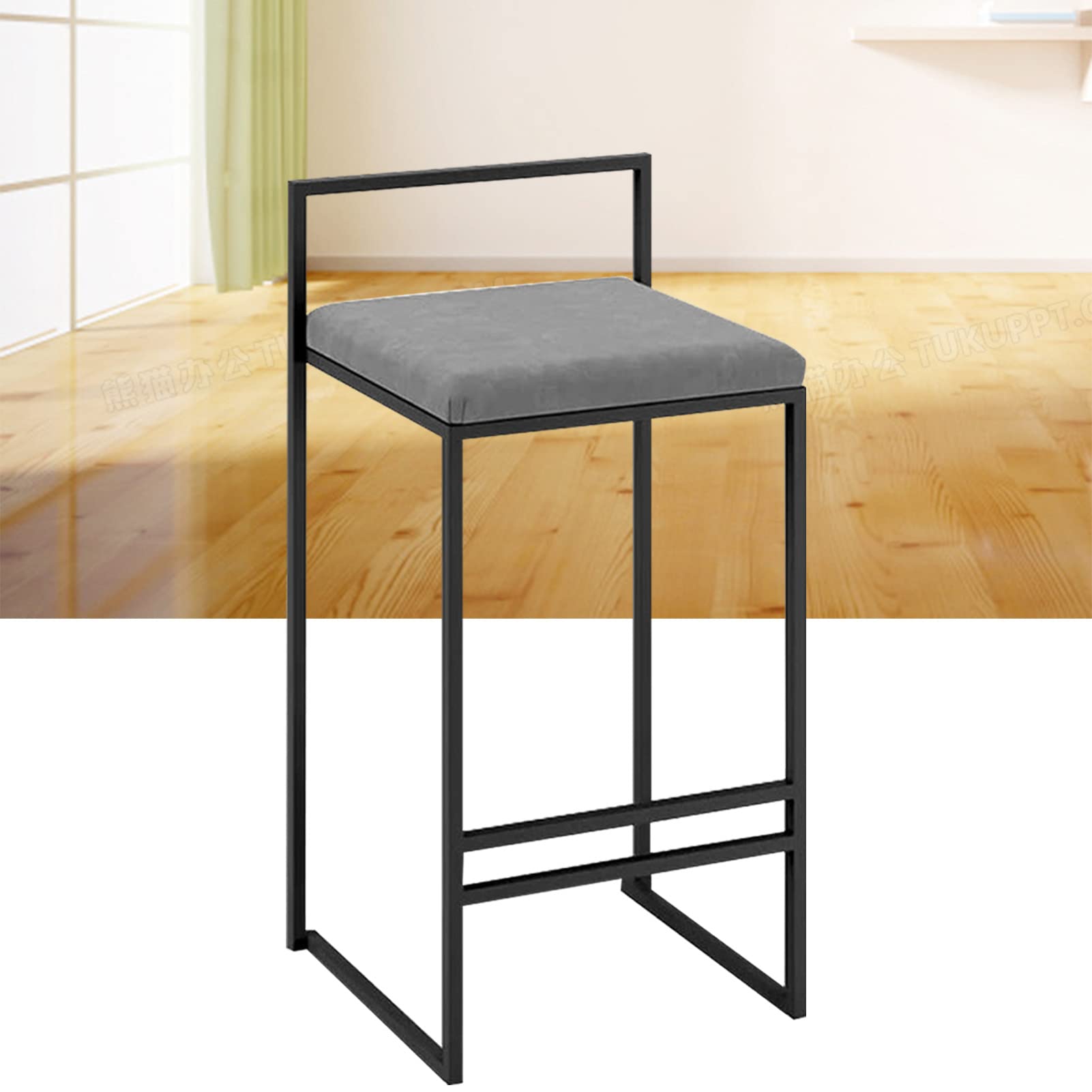 Chaises de bar en métal et velours haut de gamme avec dossier ergonomique