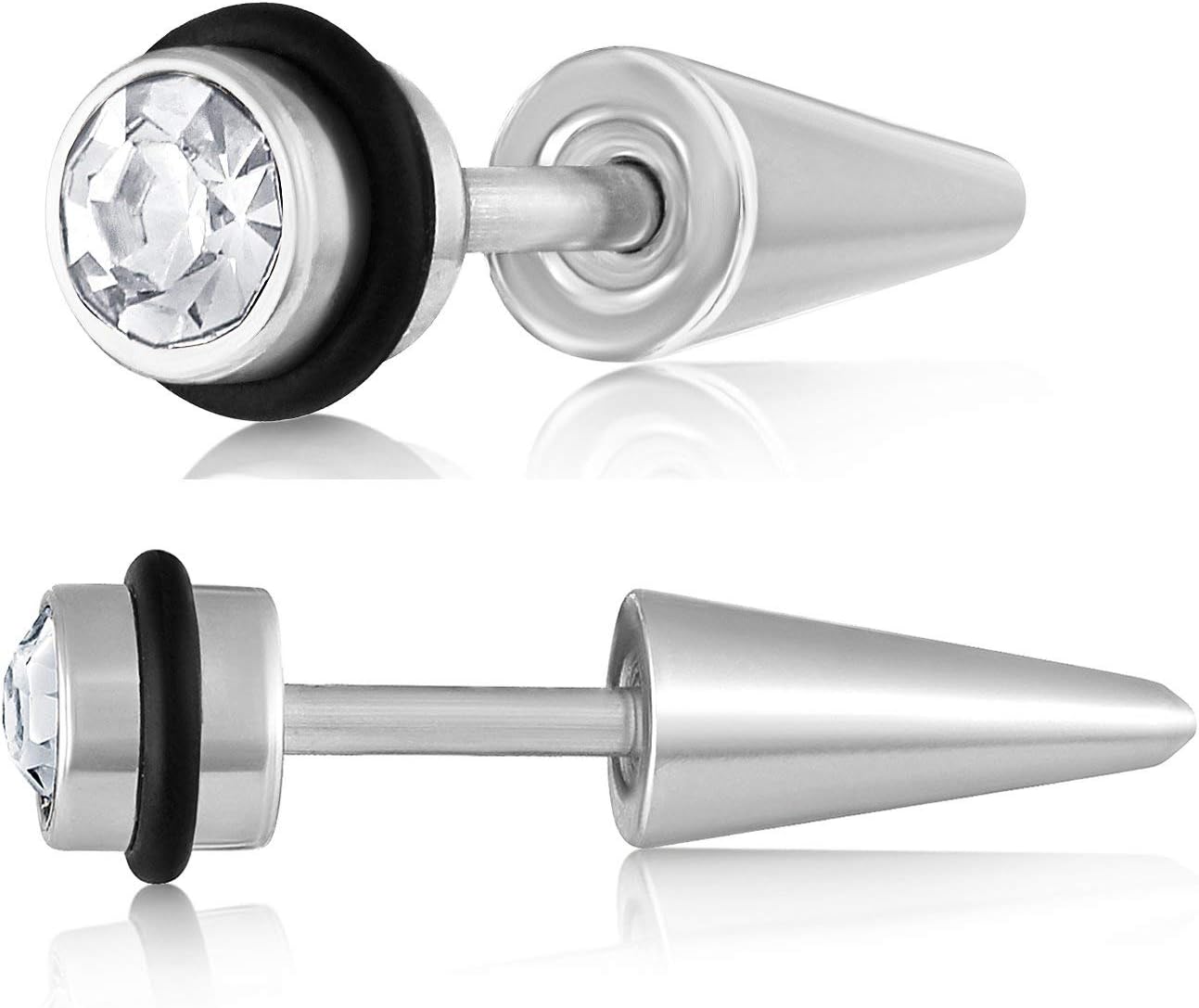 ASMITTADiamond-Studded Cone Shape Silver Plated Stud Earring For Men