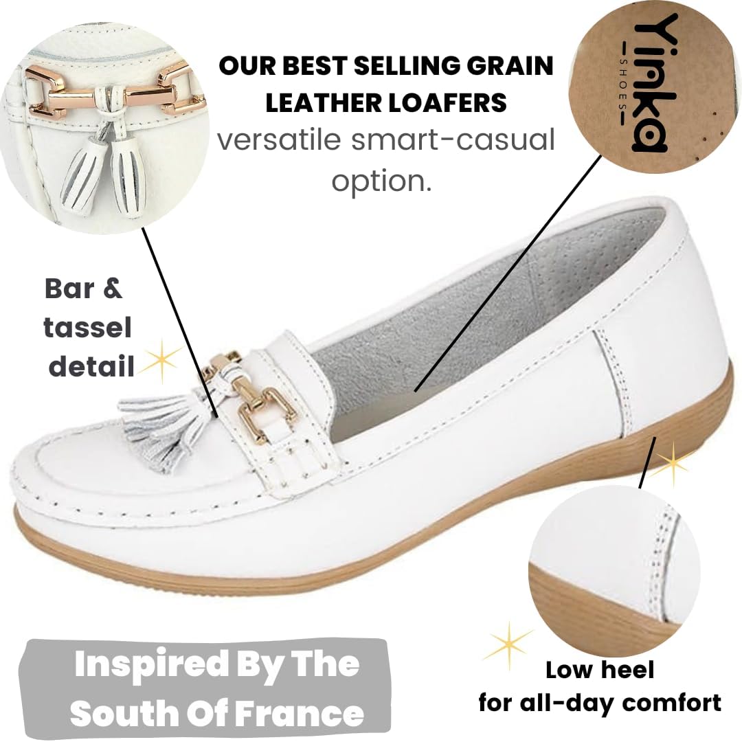 Ladies Real Leather Tassel Slip On Moccasin Flat Nautical Boat Shoes Loafers Size 3-8 3 61B+7zYqQ5L. AC SL1080