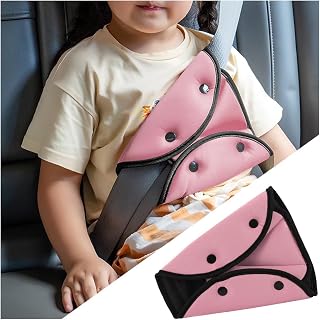BESULEN 2 PCS Car Seat Belt Adjuster, Seatbelt Cover Protector with Clip for Kids, Child Seatbelt Shoulder Adjusters, Auto Protective Safety Strap Pad, Universal Neck Pillow Adjuster (Pink)