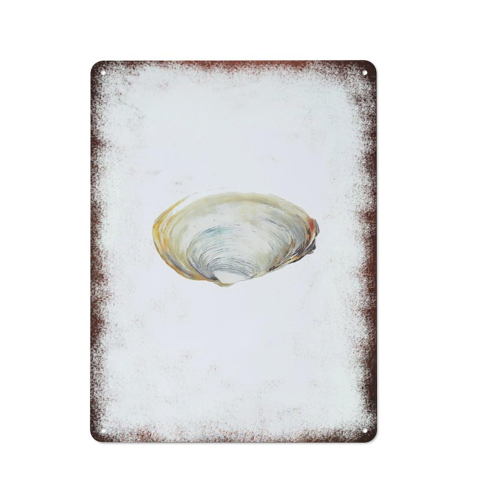 peiyeety Metal Tin Sign Seashell Watercolor Pattern Vintage Rustic Wall Art Kitchen Bathroom Bedroom Living Room Cafe Farmhouse Entryway Office Garage Home Bar Laundry Room Porch Patio 12x16 Inch