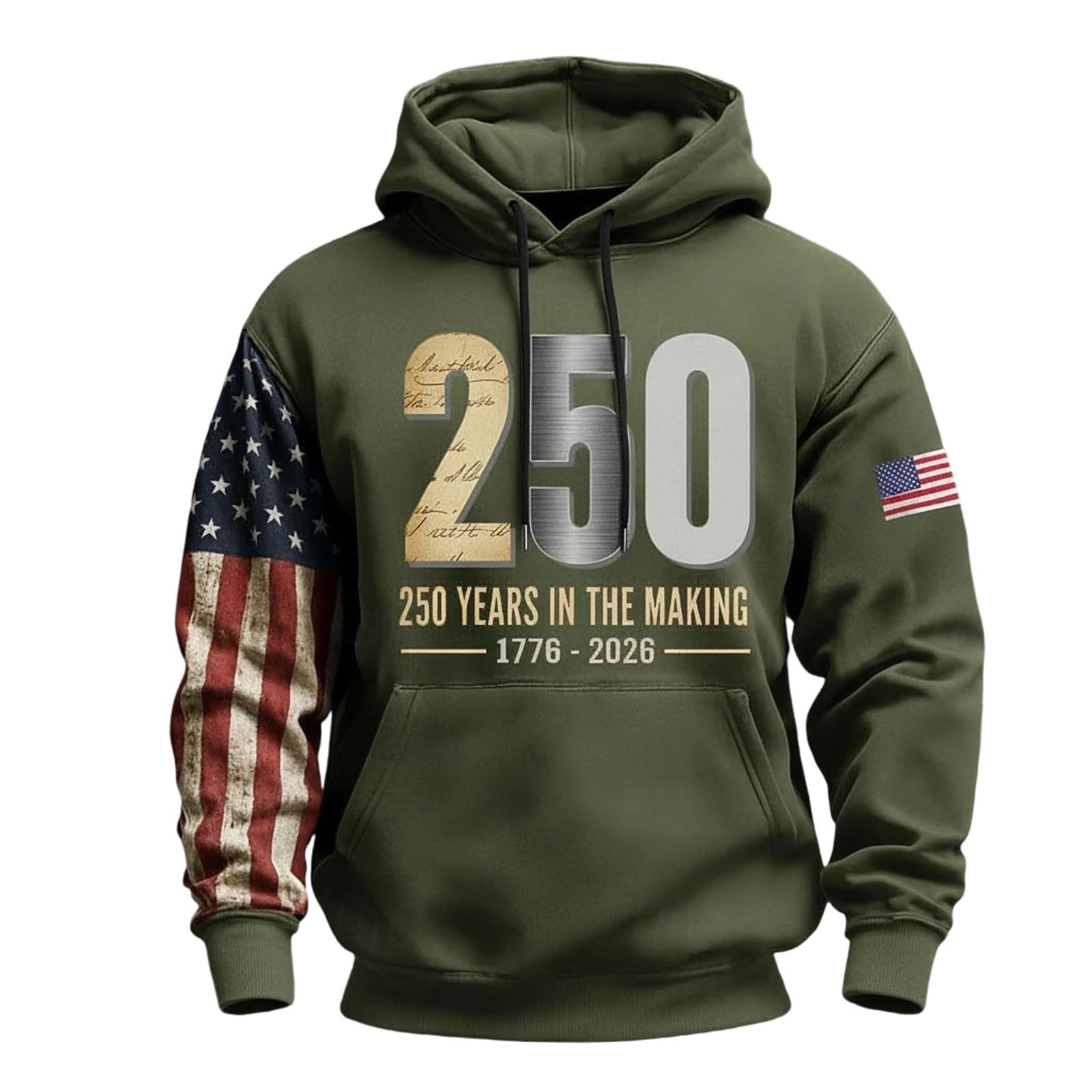 Ropa De Verano Hombre Sudadera con Capucha Y Estampado America para Hombre, Estilo Casual, 2026, Conmemorativa del Aniversario. Heavy (Blackish Green, M) Oversize Tallas Grandes