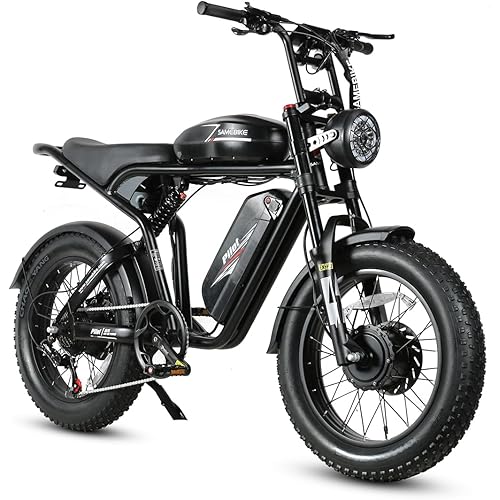 SAMEBIKE Peak 1800/3000W Electric Dirt Bike for Adults, 20" 4.0 Fat Tire Electric Electric Motorcycle for Adults with Speed 30/34 MPH Motor, Max Range 180 Miles, 48V 18/36AH Battery, SHIMAN0 7-Speed