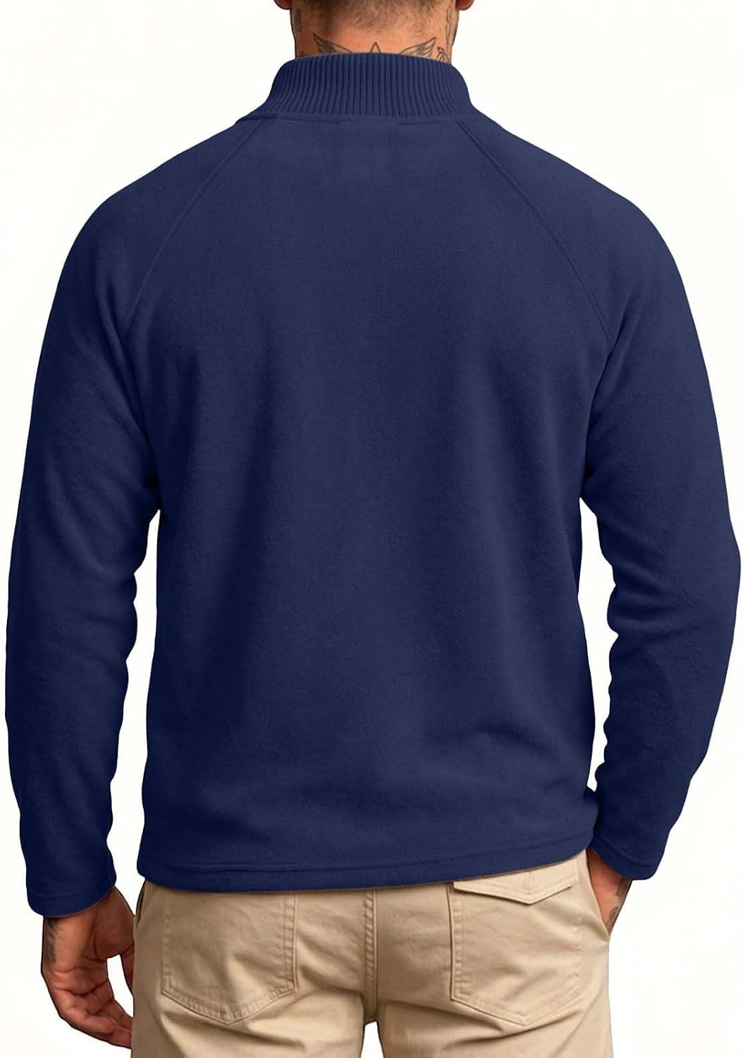 Mens Quarter Zip Fleece Pullover Mock Neck Long Sleeve Casual Shirt