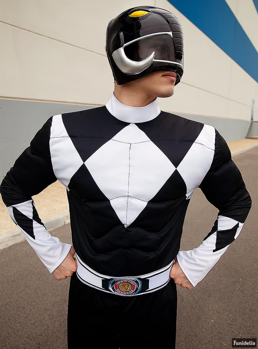 Funidelia Disfraz Power Ranger Negro para Hombre, Licencia Oficial, Talla L Películas & Series, Superhéroes - Traje para Adultos para Fiestas, Carnaval y Halloween