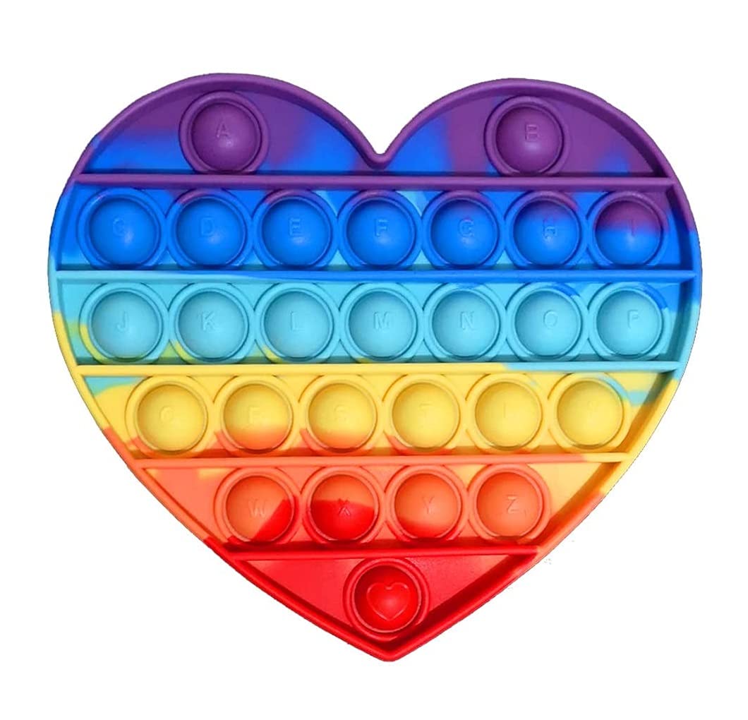 FunBlast Pop It Fidget Toy - Autism Special Needs Silicone Stress Reliever, Squeeze Sensory Toy (Heart)
