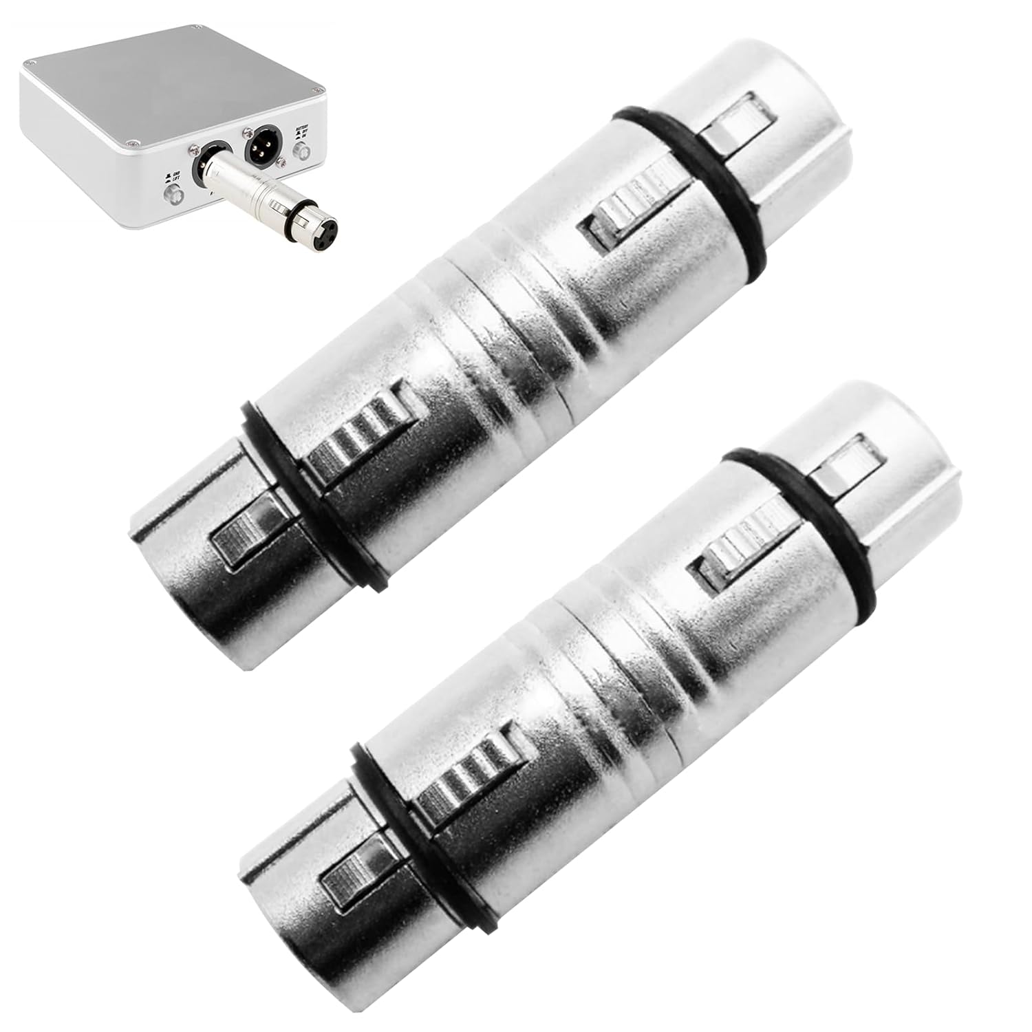 Bansusu 2PCS XLR Coupler XLR 3 Pin Female to Female Adapter Silver Gender Changer Audio Microphone Line Connector Mic Barrel Extension for Audio Interfaces Camera Microphone Mixing Console Power