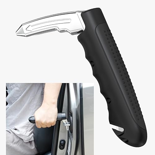 Car Handle Assist for Elderly - Car Cane Door Handle Portable Vehicle Support Handle 3-in-1 Multifunction Auto Assist Grab Bar with Seatbelt Cutter Window Breaker for Seniors Men Women Handicapped